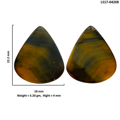 Blue Tiger Eye Pair 19x22.2x4 mm Pear Shape Polished Gemstone LS17-04208