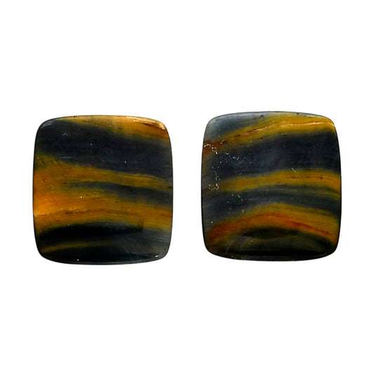 Blue Tiger Eye Pair 18.4x19.6x4 mm Baguette Shape Polished Gemstone LS17-04209