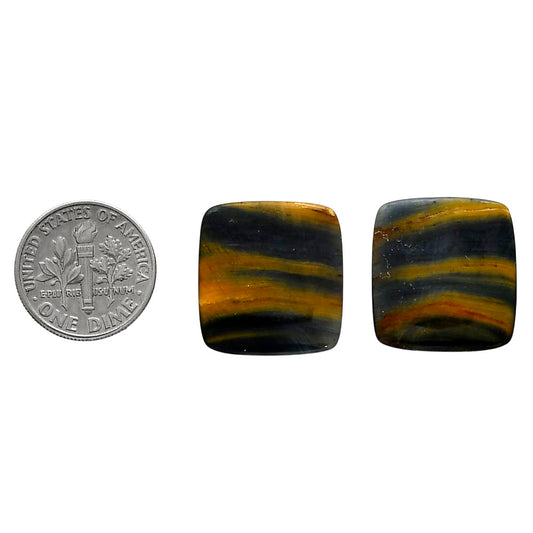 Blue Tiger Eye Pair 18.4x19.6x4 mm Baguette Shape Polished Gemstone LS17-04209