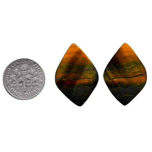 Blue Tiger Eye Pair 18.5x26.8x4 mm Fancy Shape Polished Gemstone LS17-04210
