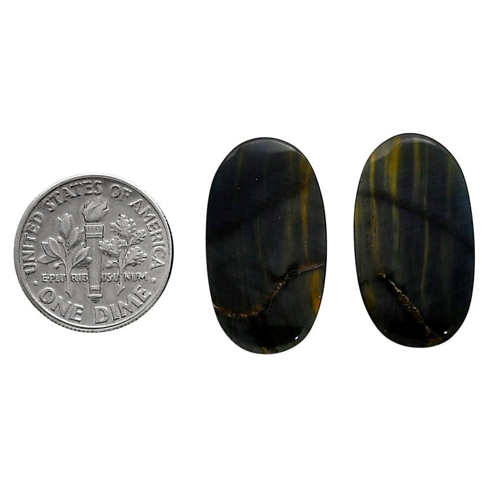 Blue Tiger Eye Pair 13.6x24.25x4.5 mm Oval Shape Polished Gemstone LS17-04214