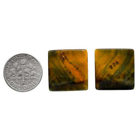 Blue Tiger Eye Pair 18.1x19x3.5 mm Baguette Shape Polished Gemstone LS17-04215