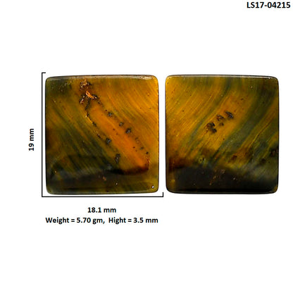Blue Tiger Eye Pair 18.1x19x3.5 mm Baguette Shape Polished Gemstone LS17-04215