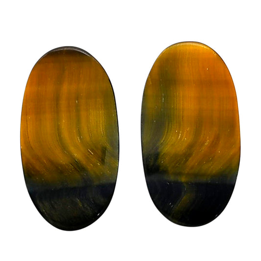 Blue Tiger Eye Pair 15x27.6x4.5 mm Oval Shape Polished Gemstone LS17-04216