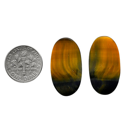 Blue Tiger Eye Pair 15x27.6x4.5 mm Oval Shape Polished Gemstone LS17-04216