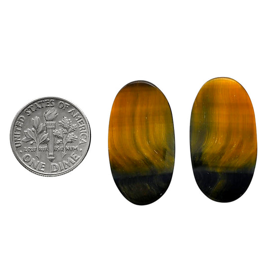 Blue Tiger Eye Pair 15x27.6x4.5 mm Oval Shape Polished Gemstone LS17-04216