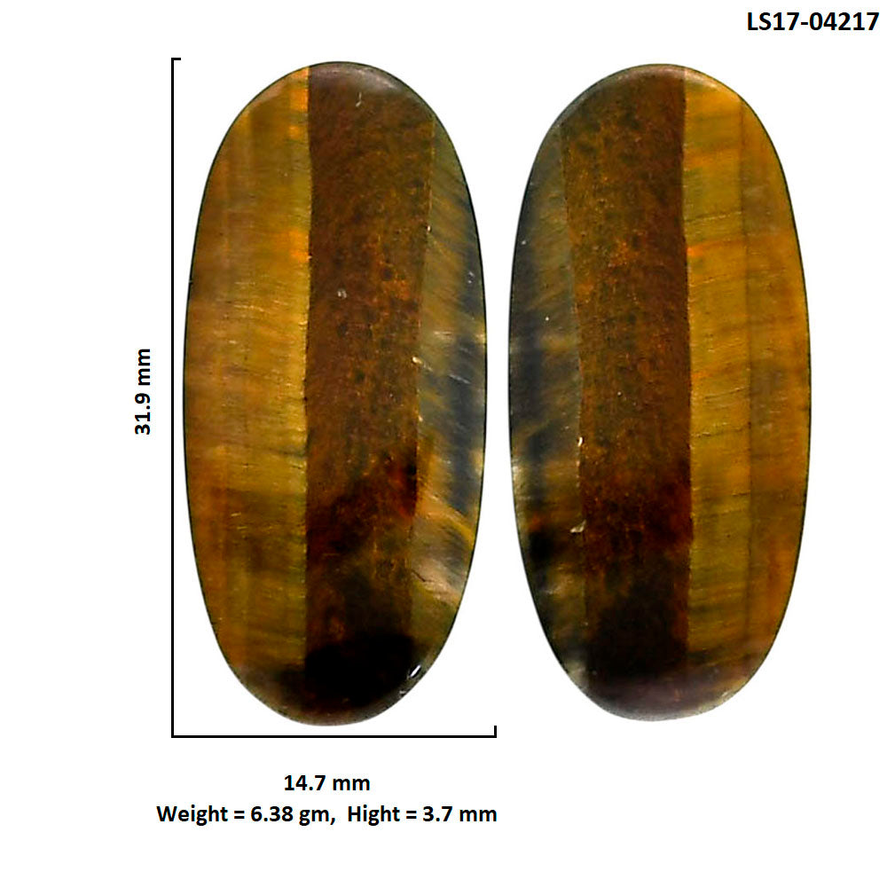 Blue Tiger Eye Pair 14.7x31.9x3.7 mm Oval Shape Polished Gemstone LS17-04217