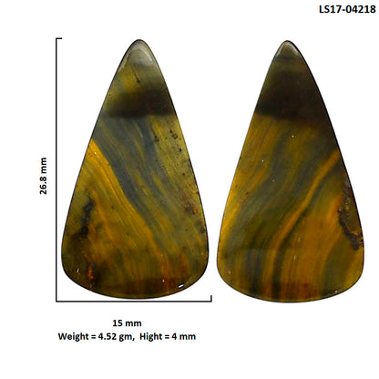 Blue Tiger Eye Pair 15x26.8x4 mm Pear Shape Polished Gemstone LS17-04218