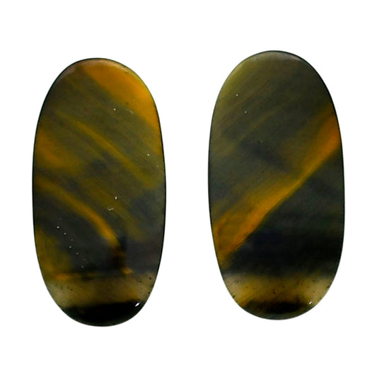 Blue Tiger Eye Pair 13x25.8x3.5 mm Oval Shape Polished Gemstone LS17-04220