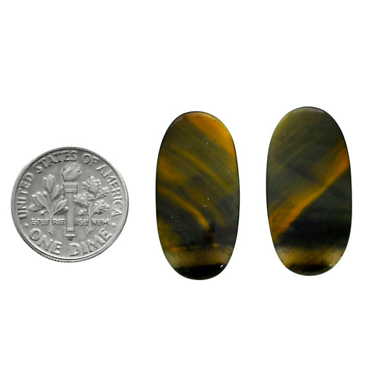 Blue Tiger Eye Pair 13x25.8x3.5 mm Oval Shape Polished Gemstone LS17-04220