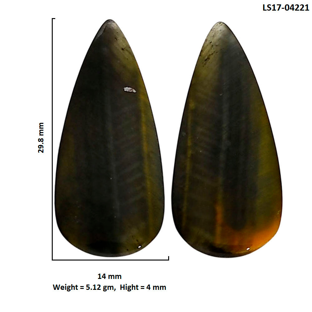 Blue Tiger Eye Pair 14x29.8x4 mm Pear Shape Polished Gemstone LS17-04221