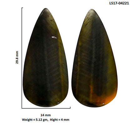 Blue Tiger Eye Pair 14x29.8x4 mm Pear Shape Polished Gemstone LS17-04221