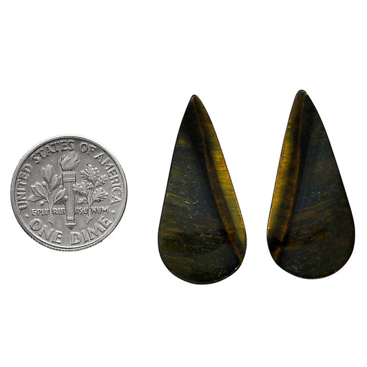 Blue Tiger Eye Pair 13.6x29.1x4.5 mm Pear Shape Polished Gemstone LS17-04222