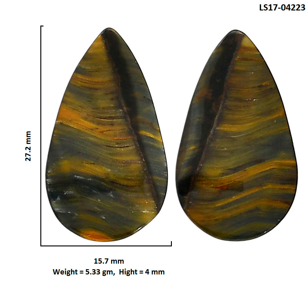 Blue Tiger Eye Pair 15.7x27.2x4 mm Pear Shape Polished Gemstone LS17-04223