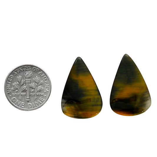 Blue Tiger Eye Pair 16x23.75x4 mm Pear Shape Polished Gemstone LS17-04224