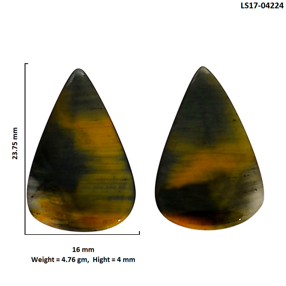 Blue Tiger Eye Pair 16x23.75x4 mm Pear Shape Polished Gemstone LS17-04224