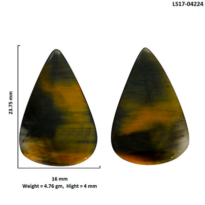 Blue Tiger Eye Pair 16x23.75x4 mm Pear Shape Polished Gemstone LS17-04224