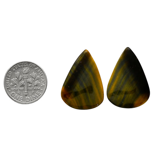 Blue Tiger Eye Pair 18x25.3x4.5 mm Pear Shape Polished Gemstone LS17-04225