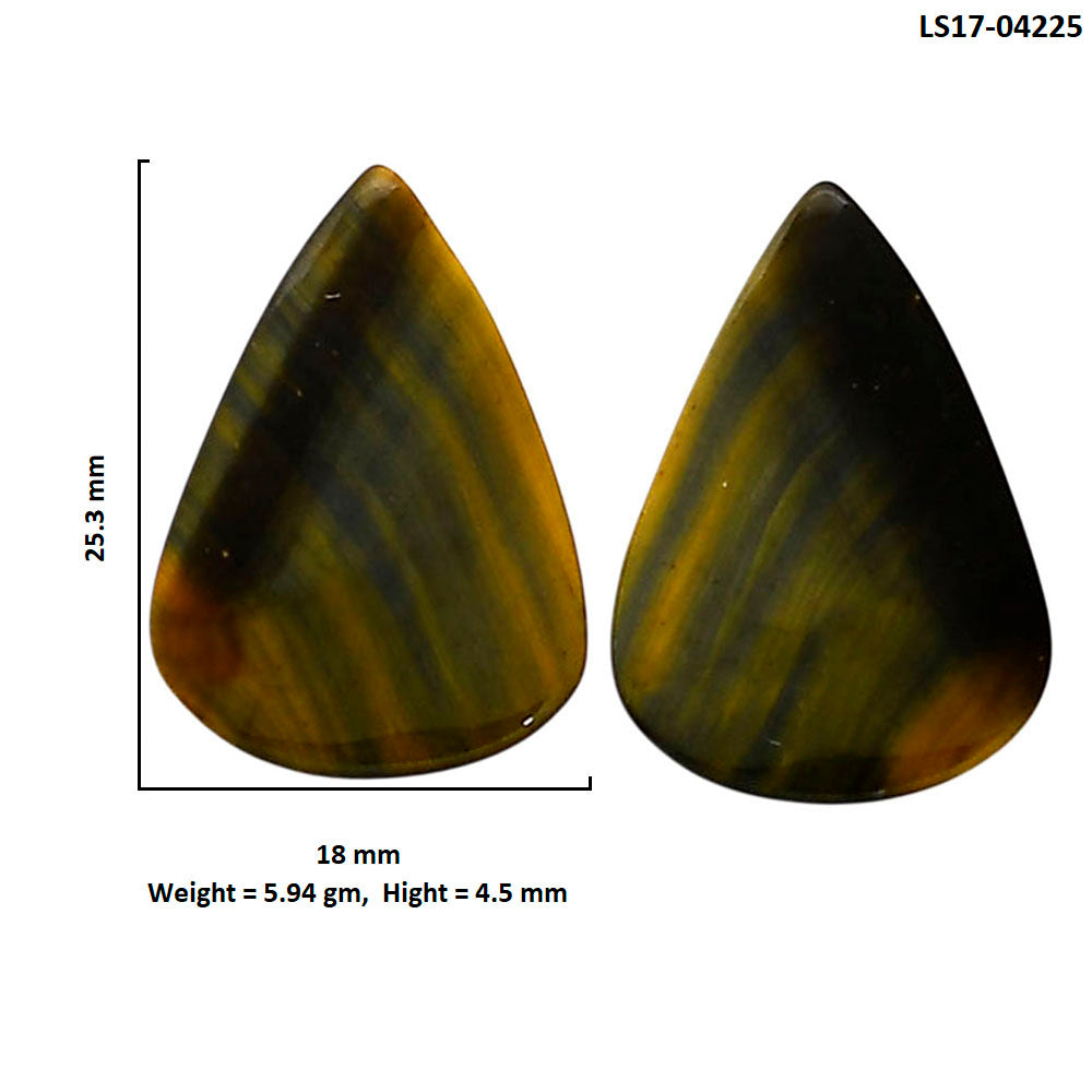 Blue Tiger Eye Pair 18x25.3x4.5 mm Pear Shape Polished Gemstone LS17-04225