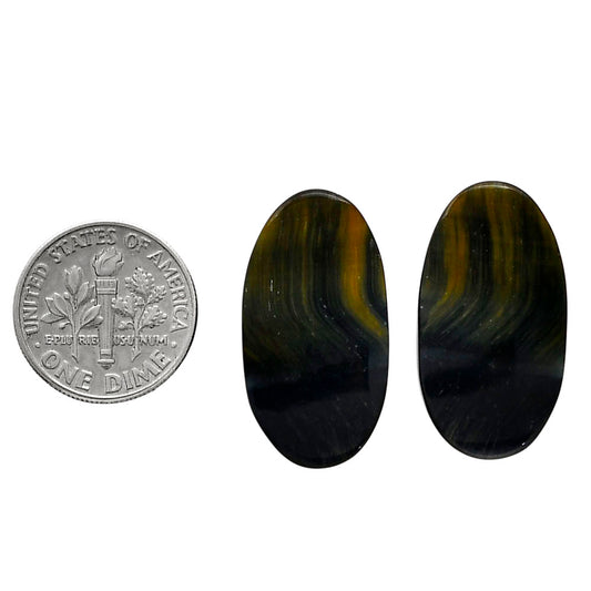 Blue Tiger Eye Pair 14.4x27.1x4.7 mm Pear Shape Polished Gemstone LS17-04226