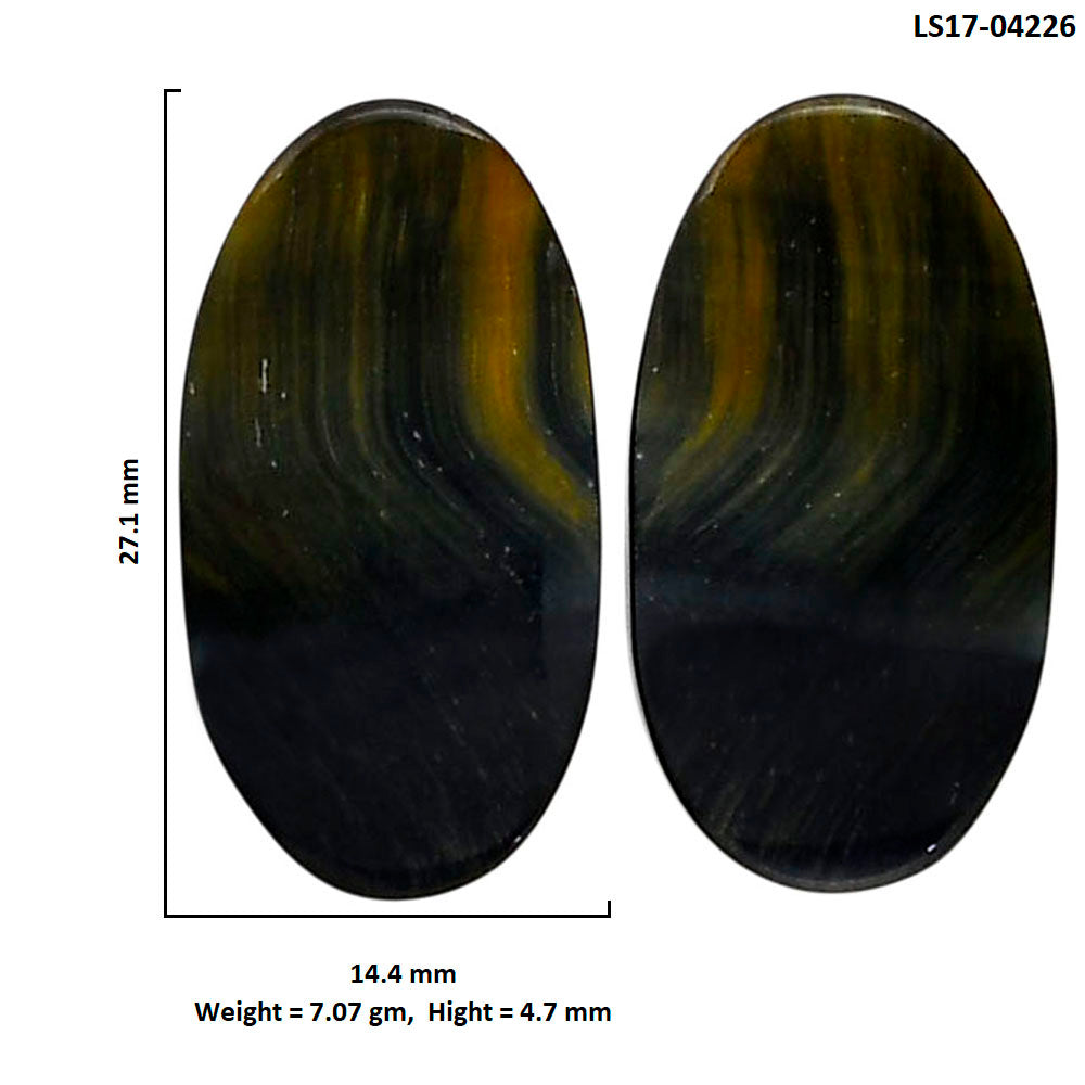 Blue Tiger Eye Pair 14.4x27.1x4.7 mm Pear Shape Polished Gemstone LS17-04226