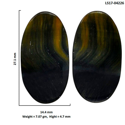 Blue Tiger Eye Pair 14.4x27.1x4.7 mm Pear Shape Polished Gemstone LS17-04226