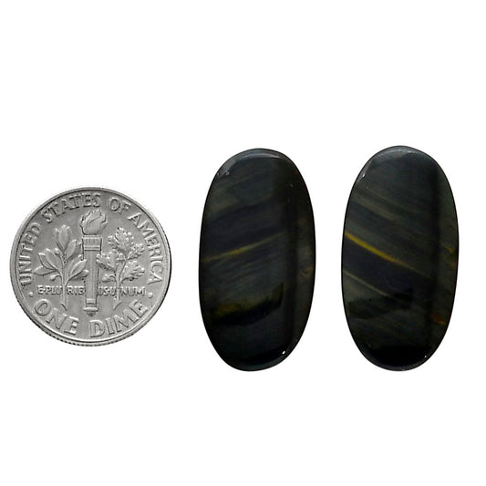 Blue Tiger Eye Pair 13x25x3.7 mm Oval Shape Polished Gemstone LS17-04227