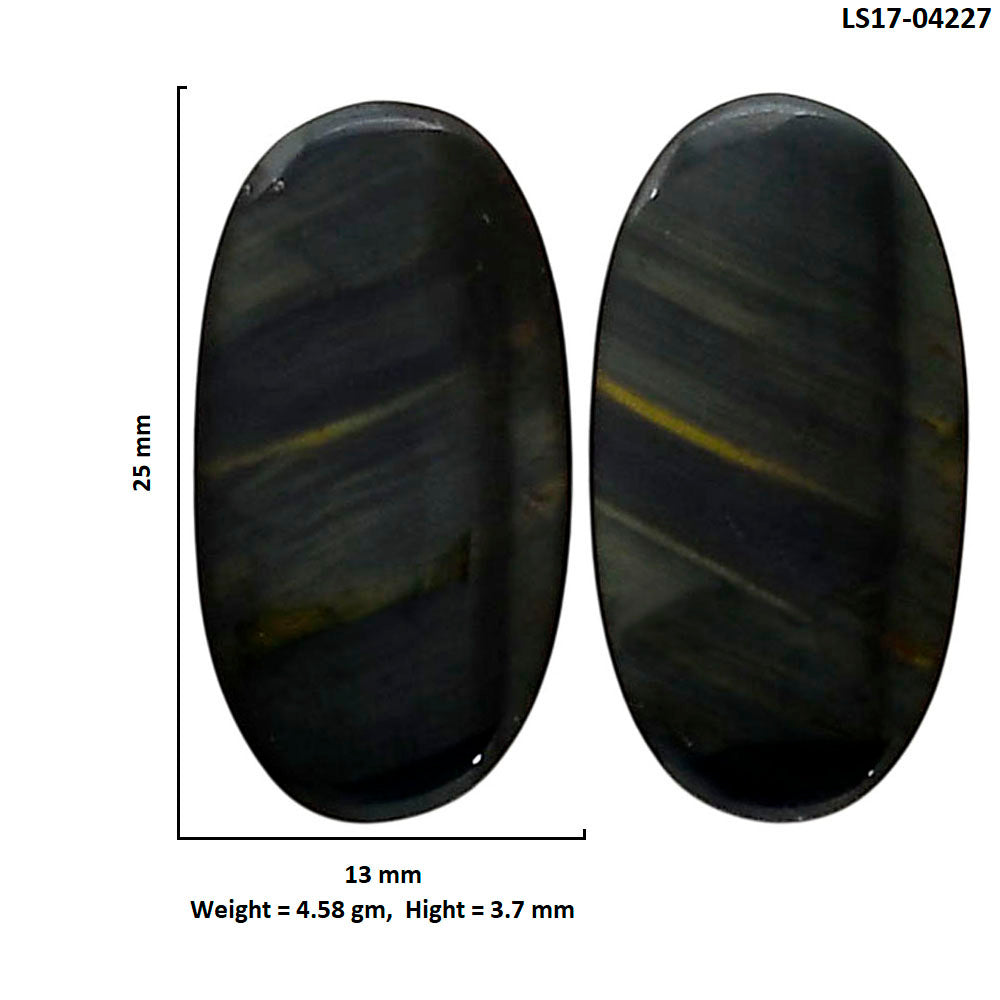Blue Tiger Eye Pair 13x25x3.7 mm Oval Shape Polished Gemstone LS17-04227