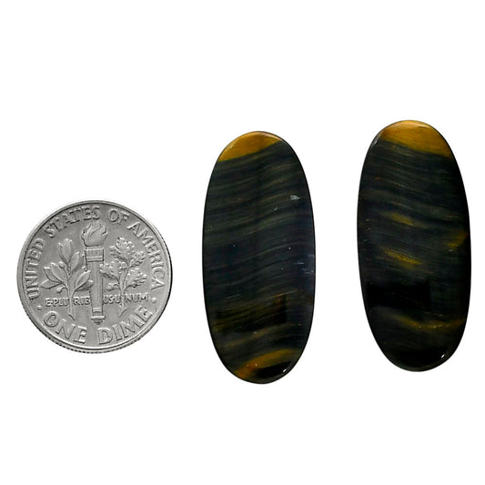 Blue Tiger Eye Pair 13.2x29.2x4 mm Oval Shape Polished Gemstone LS17-04229