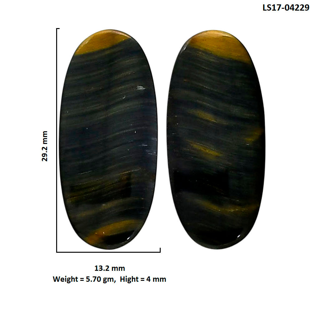 Blue Tiger Eye Pair 13.2x29.2x4 mm Oval Shape Polished Gemstone LS17-04229