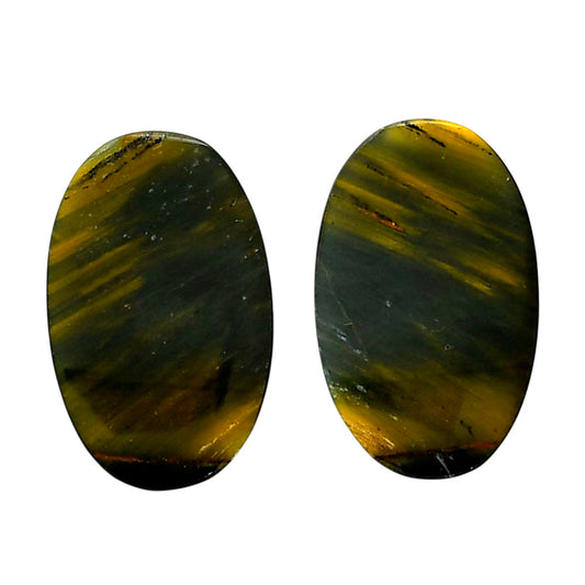Blue Tiger Eye Pair 16.8x26.9x3.5 mm Oval Shape Polished Gemstone LS17-04230
