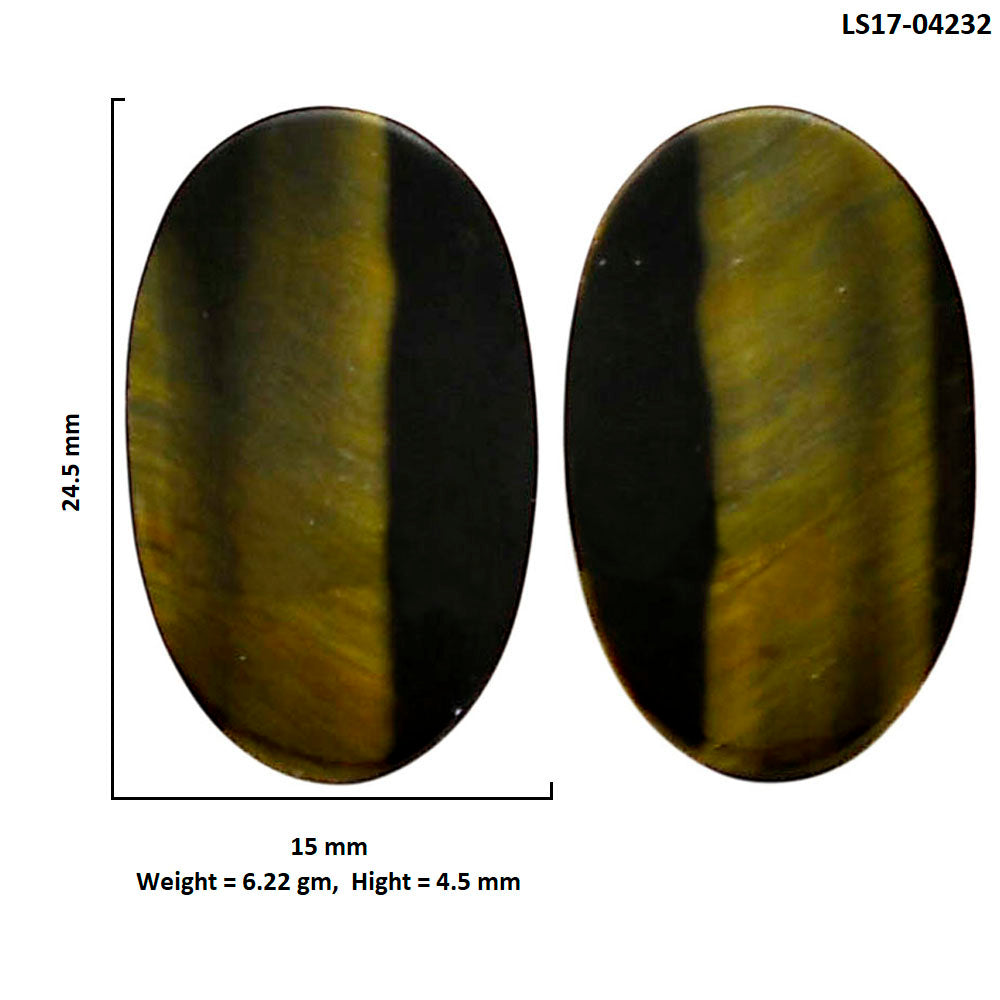 Blue Tiger Eye Pair 15x24.5x4.5 mm Oval Shape Polished Gemstone LS17-04232