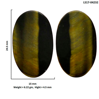 Blue Tiger Eye Pair 15x24.5x4.5 mm Oval Shape Polished Gemstone LS17-04232