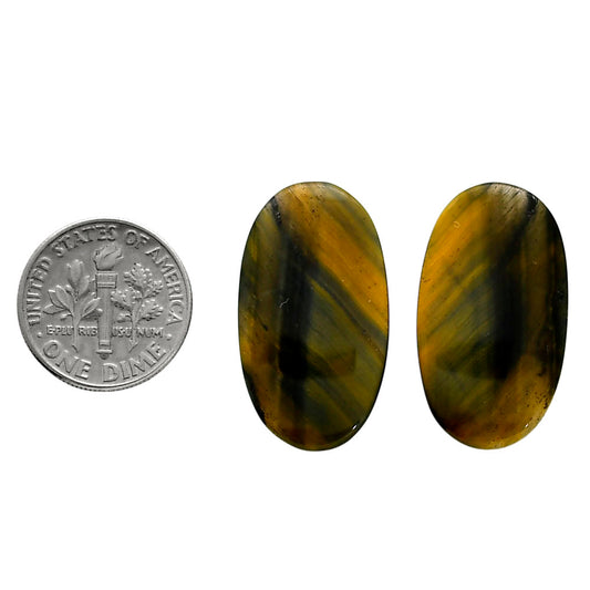 Blue Tiger Eye Pair 15.5x27.4x4 mm Oval Shape Polished Gemstone LS17-04233