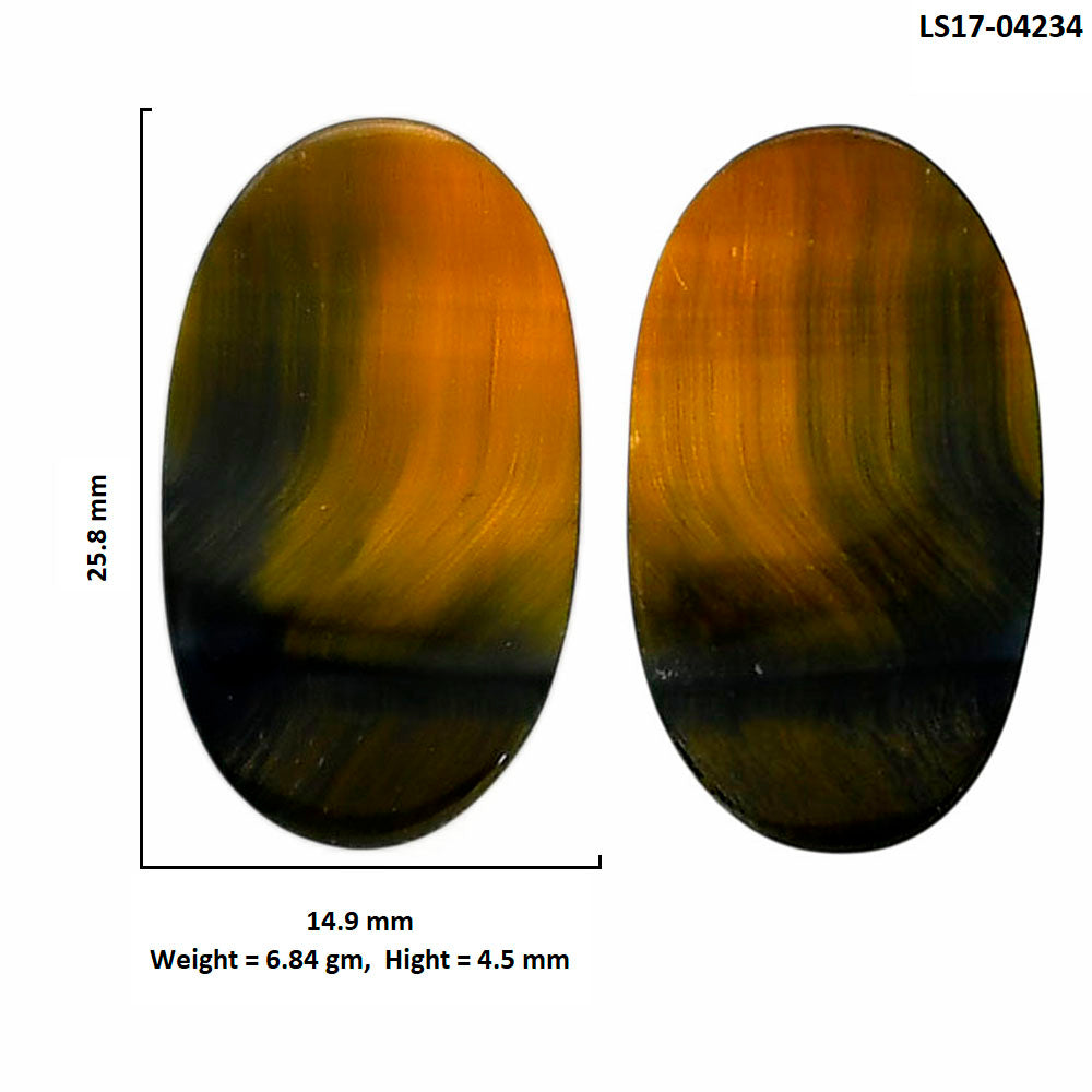 Blue Tiger Eye Pair 14.9x25.8x4.5 mm Oval Shape Polished Gemstone LS17-04234