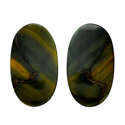 Blue Tiger Eye Pair 16x27.8x4 mm Oval Shape Polished Gemstone LS17-04235