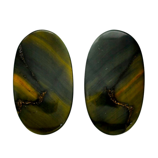 Blue Tiger Eye Pair 16x27.8x4 mm Oval Shape Polished Gemstone LS17-04235