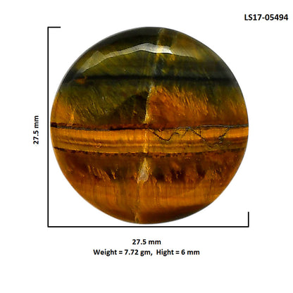 Blue Tiger Eye 27.5x27.5x6 mm Round Shape Polished Gemstone LS17-05494