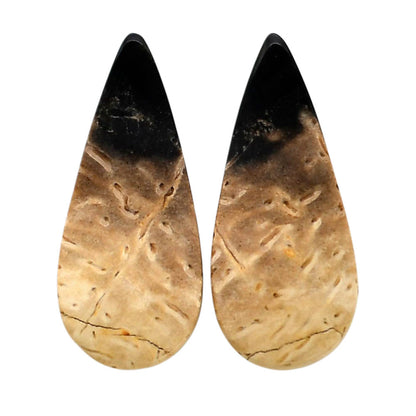 Root Plume Agate Pair 12x27.5x4.5 mm Pear Shape Polished Gemstone LS18-04594