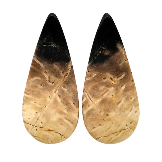 Root Plume Agate Pair 12x27.5x4.5 mm Pear Shape Polished Gemstone LS18-04594
