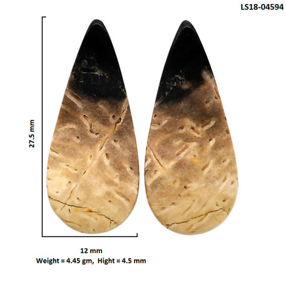 Root Plume Agate Pair 12x27.5x4.5 mm Pear Shape Polished Gemstone LS18-04594