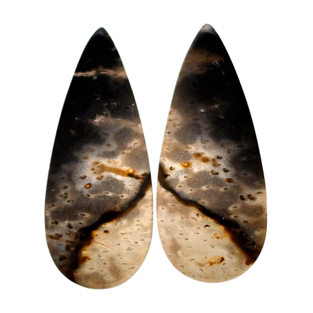 Root Plume Agate Pair 12.5x29.8x4.5 mm Pear Shape Polished Gemstone LS18-04596