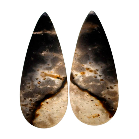 Root Plume Agate Pair 12.5x29.8x4.5 mm Pear Shape Polished Gemstone LS18-04596