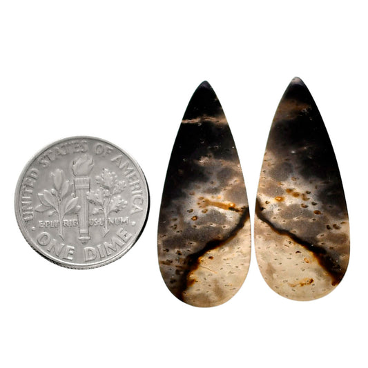 Root Plume Agate Pair 12.5x29.8x4.5 mm Pear Shape Polished Gemstone LS18-04596