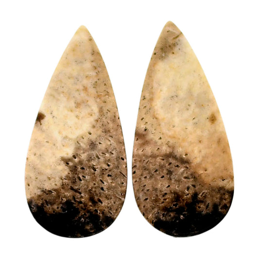 Root Plume Agate Pair 12.2x25.8x4 mm Pear Shape Polished Gemstone LS18-04597
