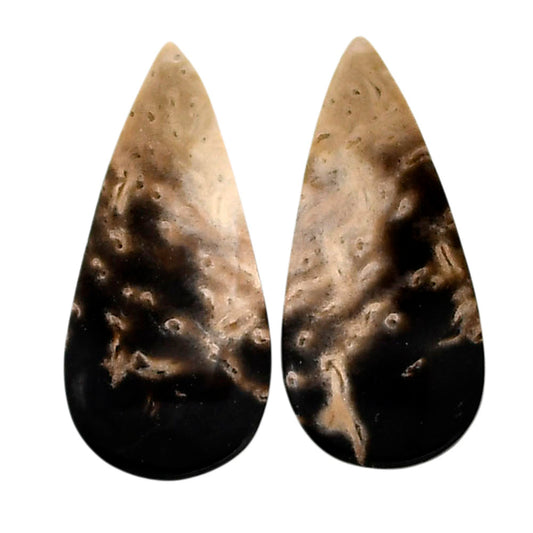 Root Plume Agate Pair 11.4x24.3x4 mm Pear Shape Polished Gemstone LS18-04598