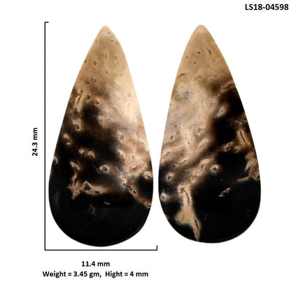 Root Plume Agate Pair 11.4x24.3x4 mm Pear Shape Polished Gemstone LS18-04598