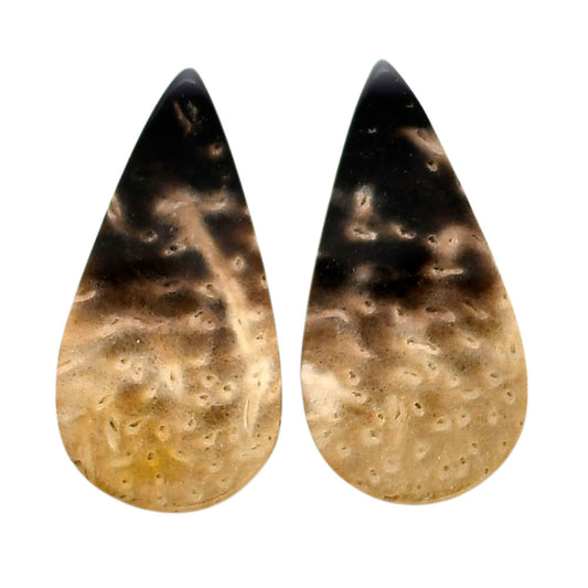 Root Plume Agate Pair 13.5x26.7x4.5 mm Pear Shape Polished Gemstone LS18-04600