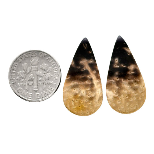Root Plume Agate Pair 13.5x26.7x4.5 mm Pear Shape Polished Gemstone LS18-04600