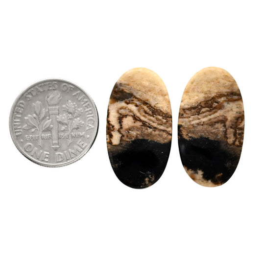 Root Plume Agate Pair 13.3x24.2x4 mm Oval Shape Polished Gemstone LS18-04601